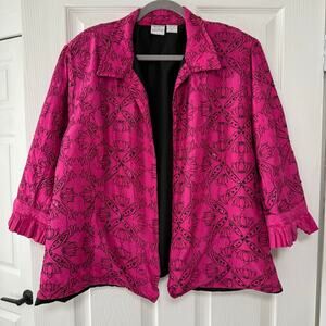 Bleu Bayou Women's 100%Silk Pink Embroidered Sequin Jacket Size 3x